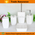 Wholesaler 5pcs square cross line ceramic bathroom accessory for hotel
